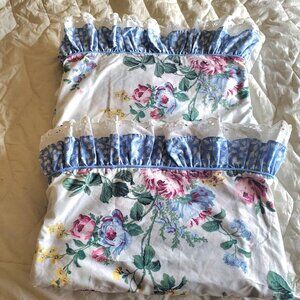 2 Vintage Westpoint Stevens Twin Ruffle Flat Sheet Eyelet Cottage USA Made